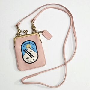 COACH KISSLOCK COIN PURSE CARD HOLDER CROSSBODY BAG MANHATTAN SLALOM